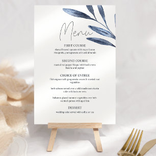Dusty Blue Roses Flowers Boho Wedding Menu