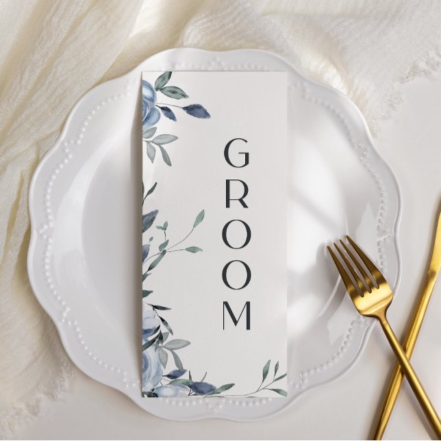 Dusty Blue Roses Flowers Reserved Seating  Menu (Creator Uploaded)