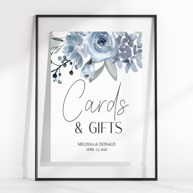 Dusty Blue Roses Flowers Wedding Card & Gifts Po Poster (Creator Uploaded)