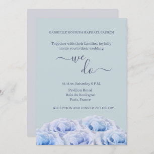 Dusty Blue Roses Sage Grey Floral We Do Wedding Invitation