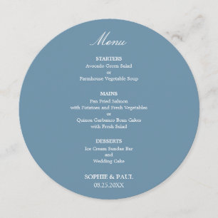 Dusty Blue Round Wedding Menu