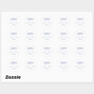 Dusty Blue Round Wedding Sticker 