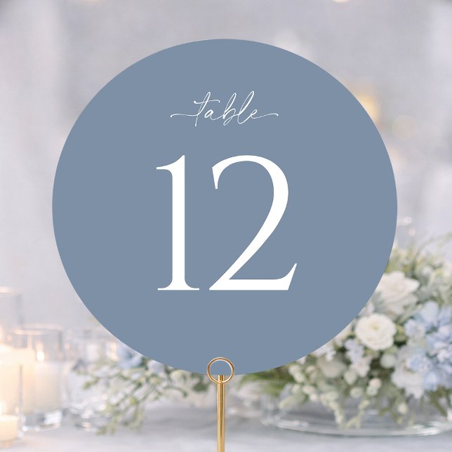 Dusty Blue Round Wedding Table Number (Creator Uploaded)