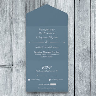 Dusty Blue RSVP Wedding All In One Invitation