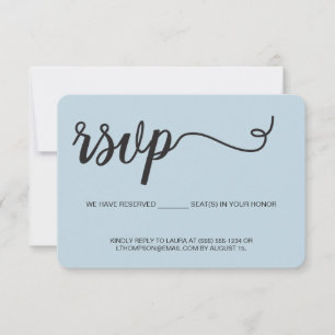Dusty Blue RSVP without mailing Reserved Seat Card