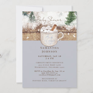 Dusty Blue Rustic Baby It's Cold Outside Shower Invitation