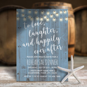 Dusty Blue Rustic Barn Wedding Rehearsal Dinner Invitation