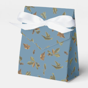 Dusty Blue Rustic Brown Leaves Favour Box