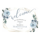 Dusty Blue Rustic Floral  Calligraphy Welcome