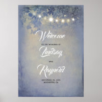 Dusty Blue Rustic Garden Wedding Welcome Sign