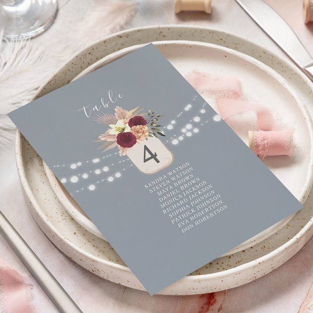 Dusty Blue Rustic Wedding Seating Card (Creator Uploaded)