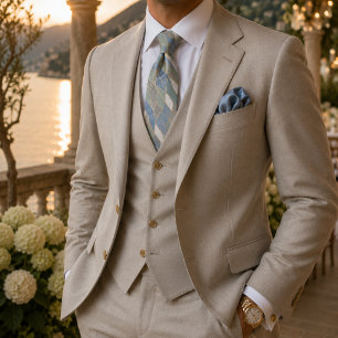 Dusty Blue & Sage Green Art Deco Tie