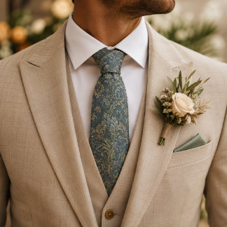 Dusty Blue & Sage Green Baroque Wedding Tie