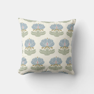 Dusty Blue Sage Green Classic Florals on Cream Cushion