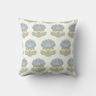 Dusty Blue Sage Green Classic Florals on Cream Cushion