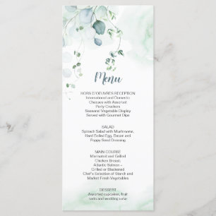 Dusty Blue Sage Green Eucalyptus Botanical Wedding Menu