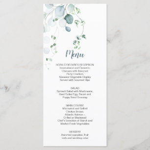 Dusty Blue Sage Green Eucalyptus Botanical Wedding Menu