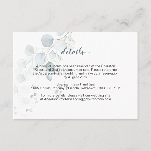Dusty Blue & Sage Green Eucalyptus Enclosure Cards (Front)