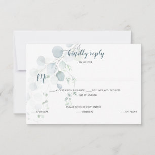 Dusty Blue & Sage Green Eucalyptus Meal Selection RSVP Card