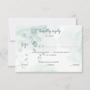 Dusty Blue & Sage Green Eucalyptus Meal Selection RSVP Card