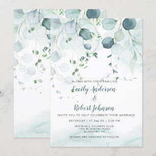 Dusty Blue & Sage Green Eucalyptus Wedding Invitation