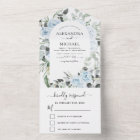Dusty Blue - Sage Green Floral Wedding RSVP All In