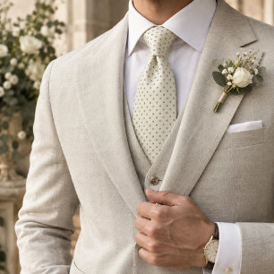 Dusty Blue Sage Green Ivory Polka Dot Tie