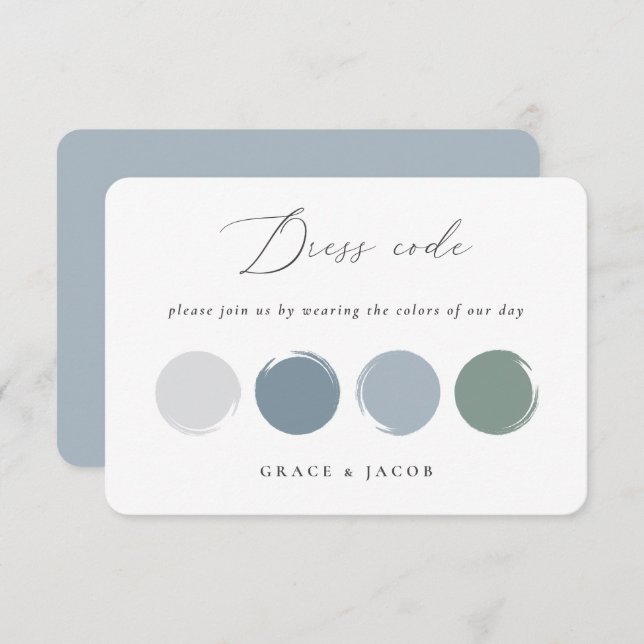 Dusty Blue & Sage Green Wedding Colour Palette Car RSVP Card (Front/Back)