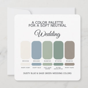 Dusty Blue Sage Green Wedding Colour Palette Card