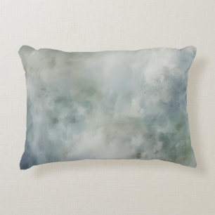 Dusty Blue Sage Green White Watercolor Abstract Decorative Cushion