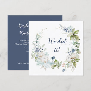 Dusty Blue Sage Green Winter Floral Reception Only Invitation