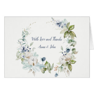 Dusty Blue Sage Green Winter Wedding Thank You