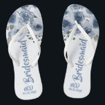 Dusty Blue Sage Watercolor Peony Bridesmaid Favour Flip Flops<br><div class="desc">You will love this dusty Blue and Sage green watercolor peony flowers with foliage leaves. Great for your wedding celebrations!</div>