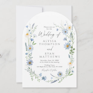 Dusty Blue Sage Wildflower Floral Wedding Invitation