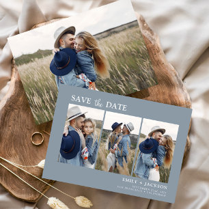 Dusty Blue Save the Date 4 Photo Simple