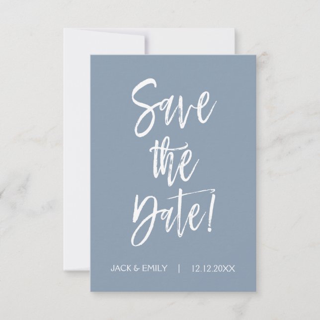 Dusty Blue Save the Date Card (Front)