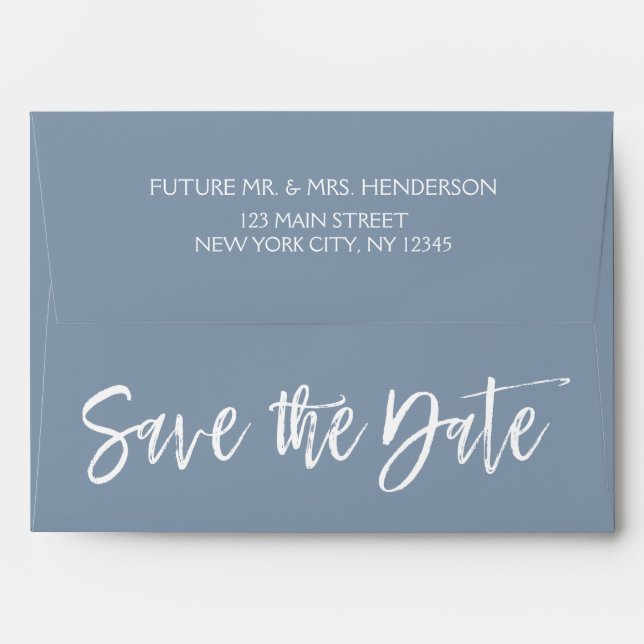 Dusty Blue Save the Date Envelopes (Back (Top Flap))