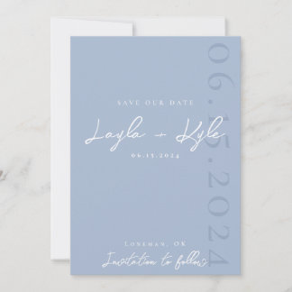 Dusty Blue Save the Date Invitation
