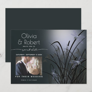 Dusty Blue Save the Date Moonlight Dragonfly Invitation