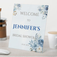 Dusty Blue Scooped Ice Cream Bridal Shower Welcome