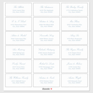 Dusty Blue Script 18 Guest Address Labels