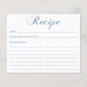 Dusty Blue Script Bridal Shower Recipe Card