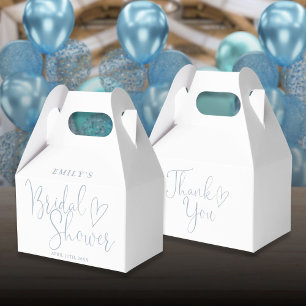 Dusty Blue Script Calligraphy Bridal Shower Favour Box