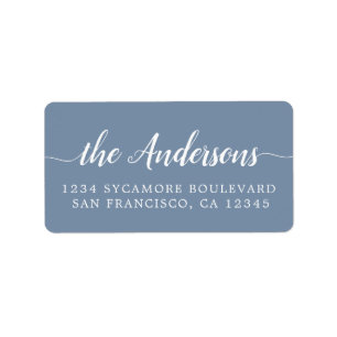 Dusty Blue Script Family Return Address Label