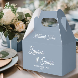 Dusty Blue Script Minimalist Wedding Favour Box