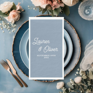 Dusty Blue Script Minimalist Wedding Napkin