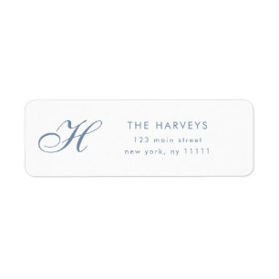 Dusty Blue Script Monogram Return Address Label