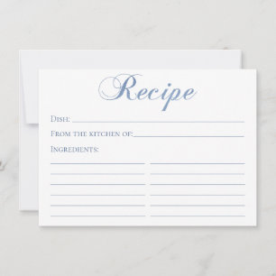 Dusty Blue Script Recipe Card