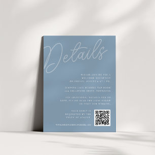 Dusty Blue Script Watermark All-in-One Details Enclosure Card