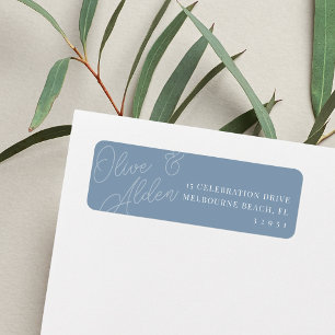 Dusty Blue Script Watermark Wedding Return Address